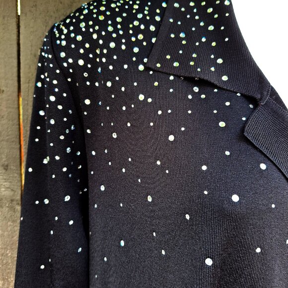 Exclusively MISOOK Knit Tunic Jacket L Black Rhinestones Open Front - Picture 2 of 6